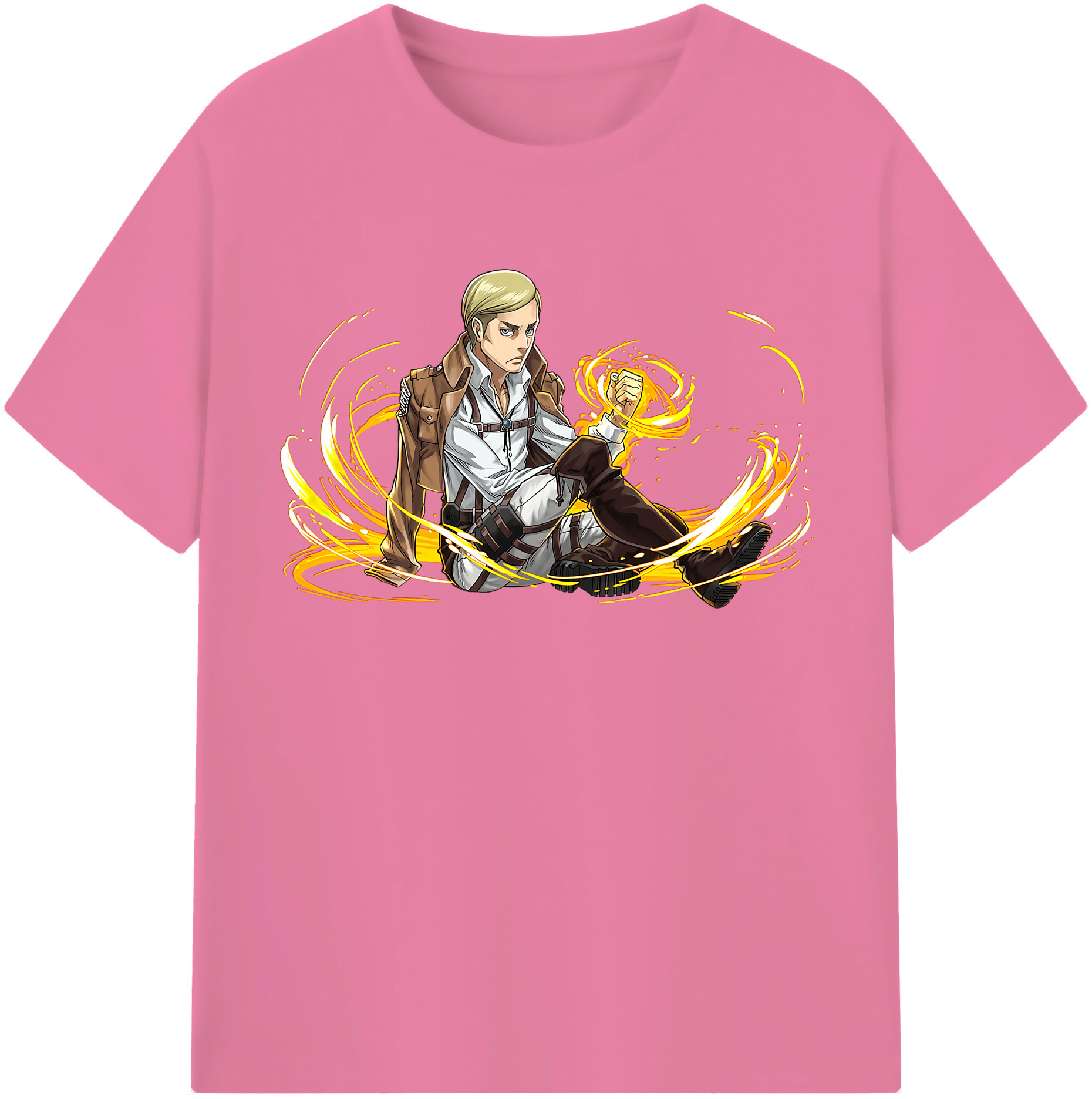 （画像用） 進撃の巨人 エルヴィン・スミス Attack on Titan Erwin Smith 綿100％半袖Tシャツ（フロントプリント）